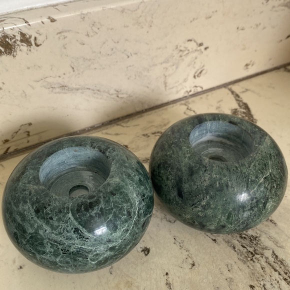 2 marble green votive holders heavy - Picture 3 of 5